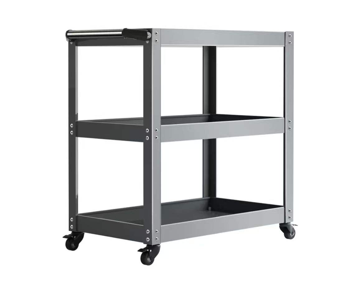 3-Tier Stainless Steel Tool Cart Mobile Workshop Storage Trolley