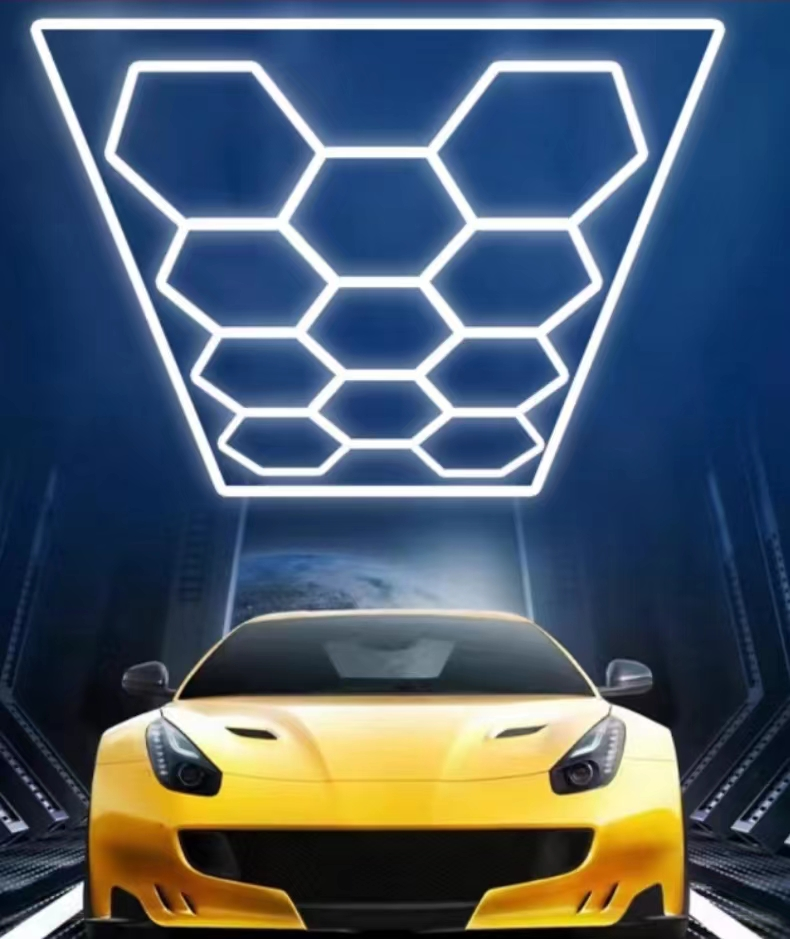 Hexagon LED Garage Ceiling Light 900W for Car Wash Auto Repair Shop