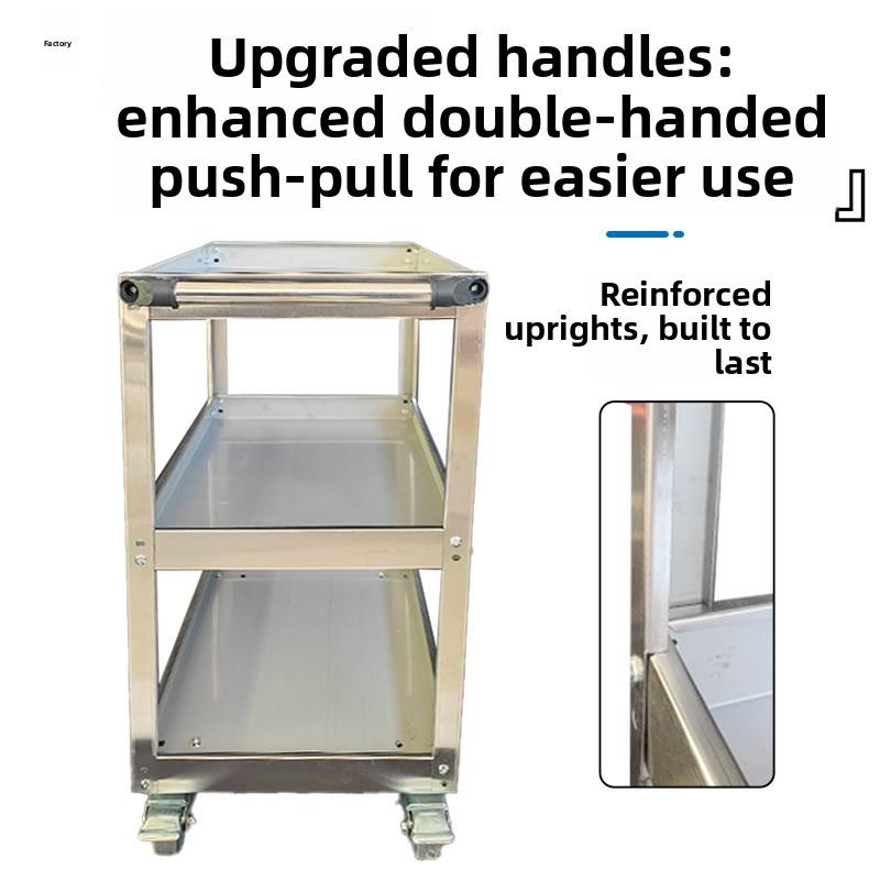 3-Tier Stainless Steel Tool Cart Mobile Workshop Storage Trolley