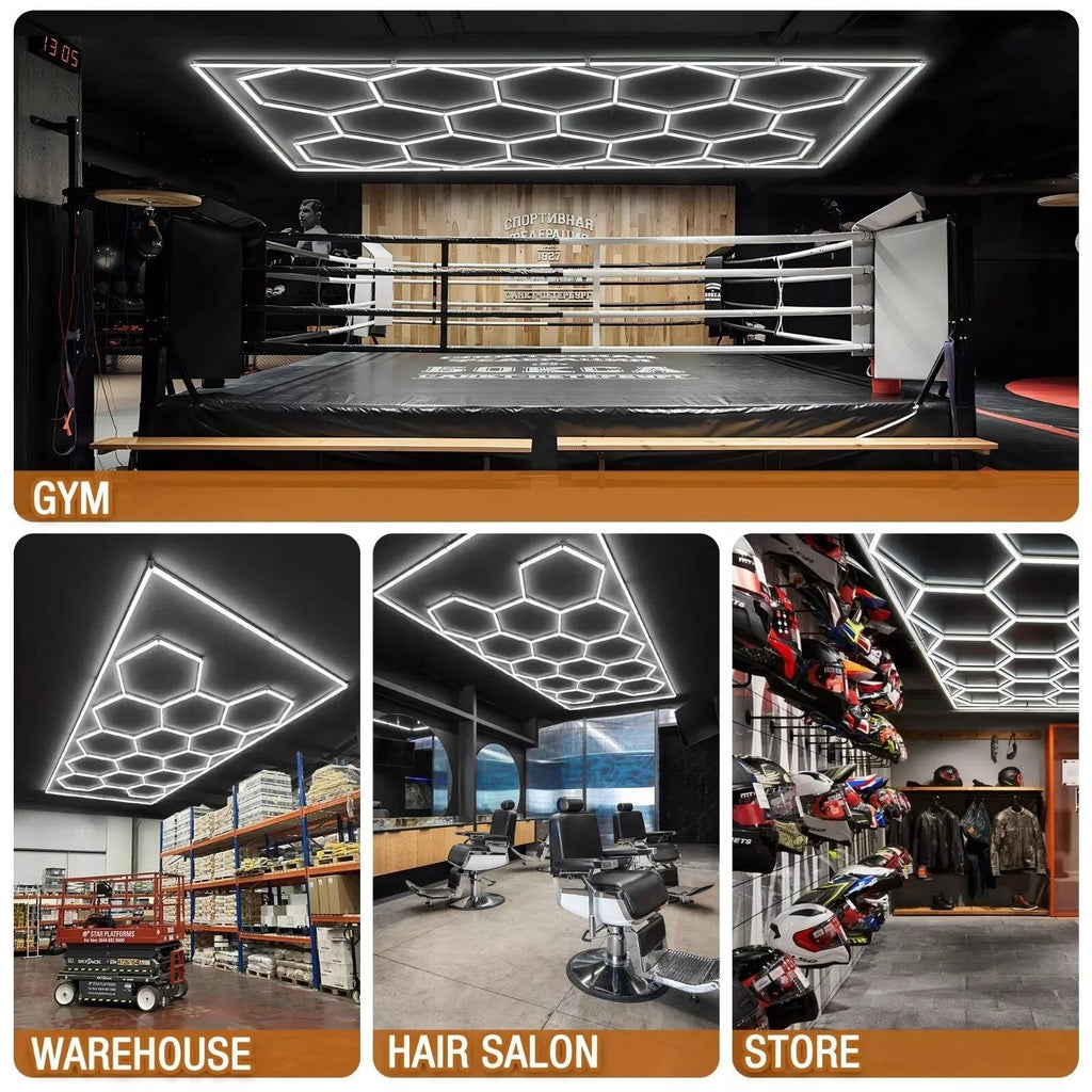 Hexagon LED Garage Ceiling Light 900W for Car Wash Auto Repair Shop