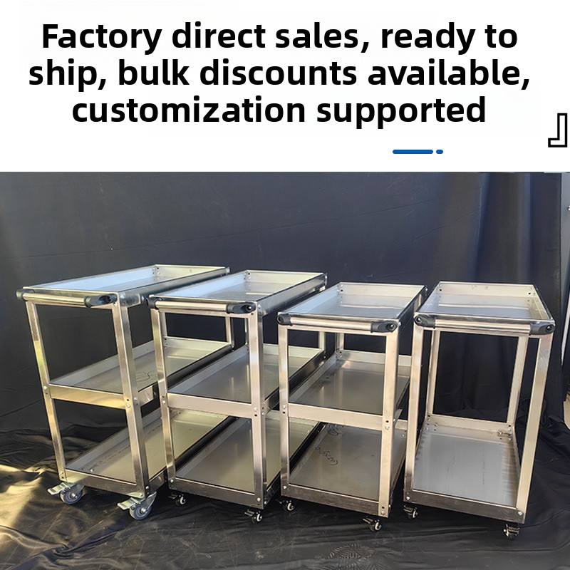 3-Tier Stainless Steel Tool Cart Mobile Workshop Storage Trolley