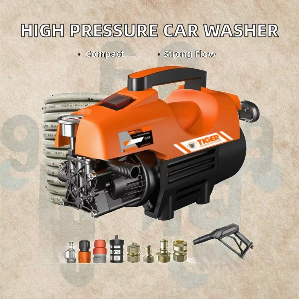 Rongsheng SU7 1600W Electric Portable High Flow Rate Pressure Pump Car Washer with 85/105bar Pressure for Home Use Orange